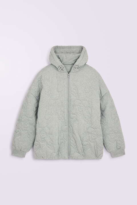 Fiorucci Kissing Angels Quilted Hoodie Grey