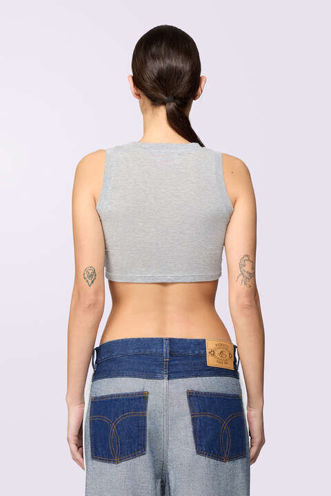 Fiorucci Label Jersey Bra Top Grey