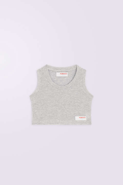 Fiorucci Label Jersey Bra Top Grey