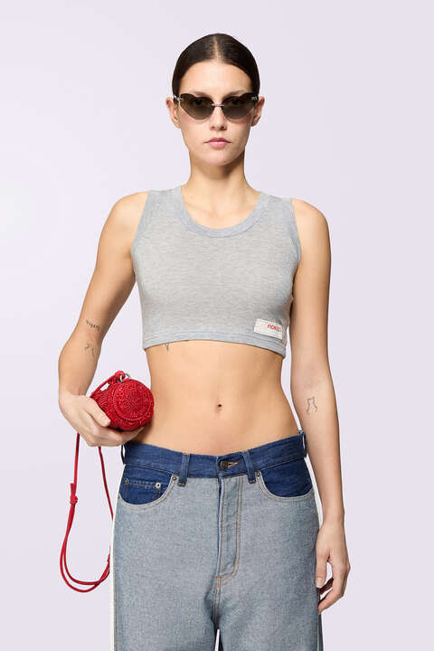 fiorucci Label Jersey Bra Top Grey