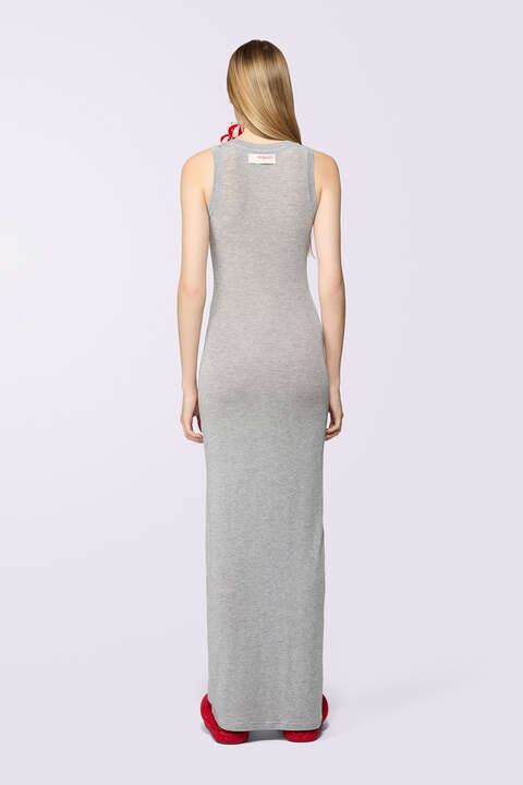 Fiorucci Label Jersey Maxi Dress Grey