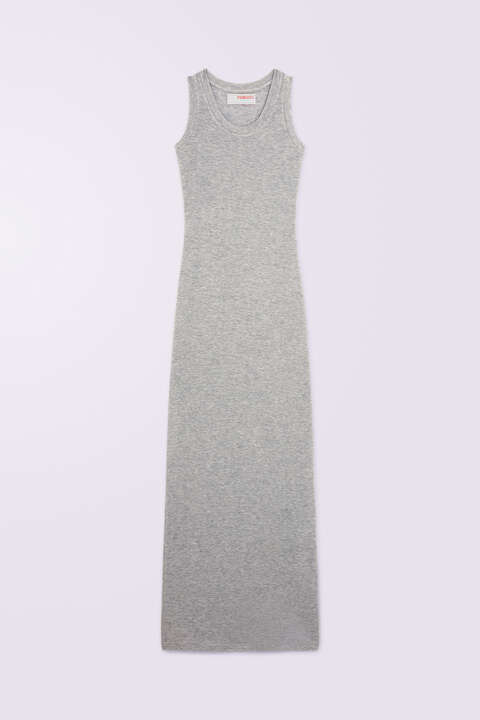 Fiorucci Label Jersey Maxi Dress Grey