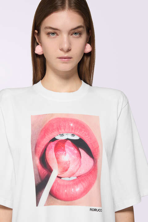 Fiorucci Lollipop Mouth Maxi T-Dress White