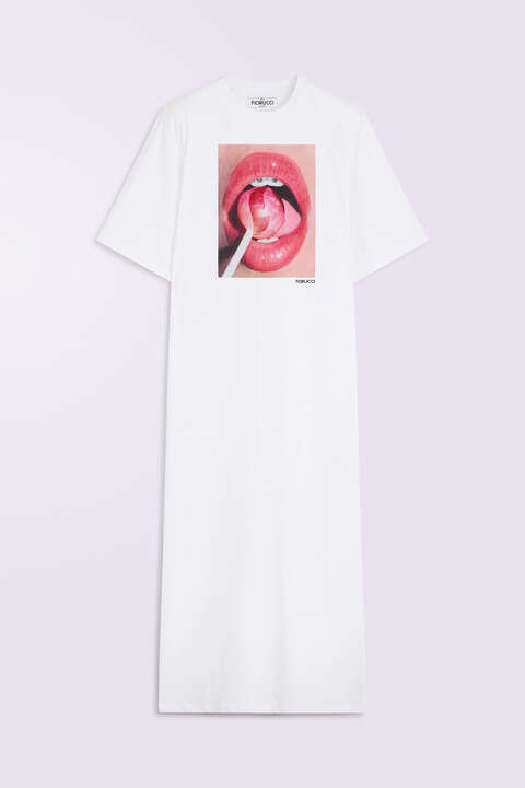 Fiorucci Lollipop Mouth Maxi T-Dress White