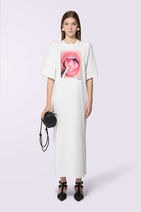 fiorucci Lollipop Mouth Maxi T-Dress White