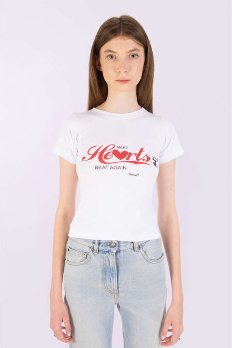 Fiorucci Make Hearts Beat Again Baby T-Shirt White