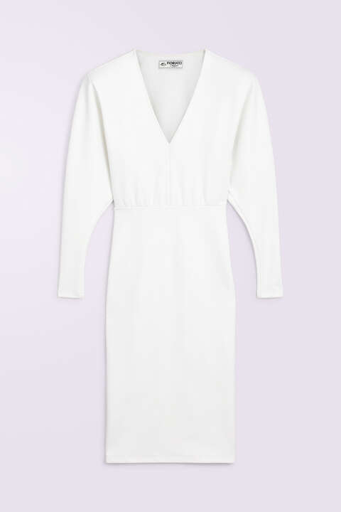 Fiorucci Puff Sleeve Jersey Midi Dress White