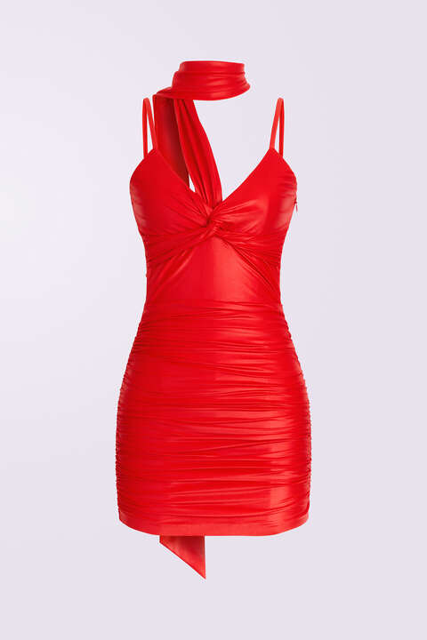 Fiorucci Scarf Bodycon Mini Dress Red