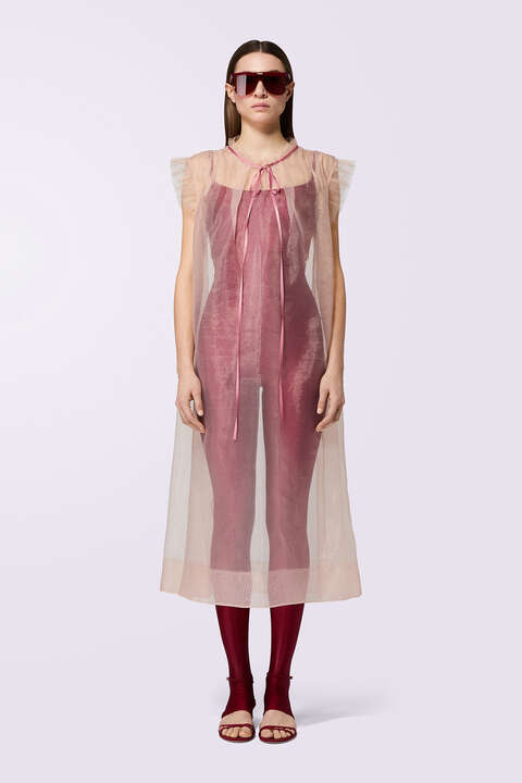 fiorucci Sheer Nightgown Midi Dress Pink