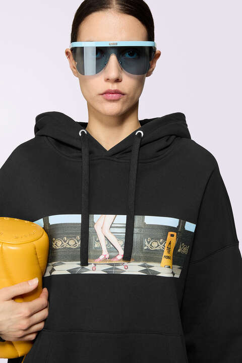 Fiorucci Skateboard Print Hoodie Black