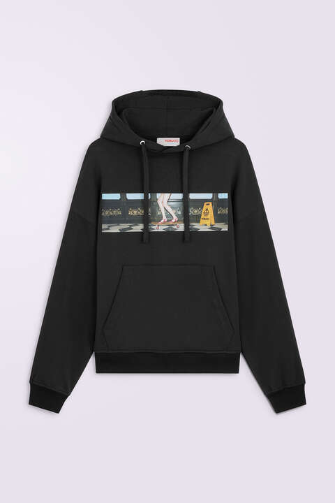 Fiorucci Skateboard Print Hoodie Black
