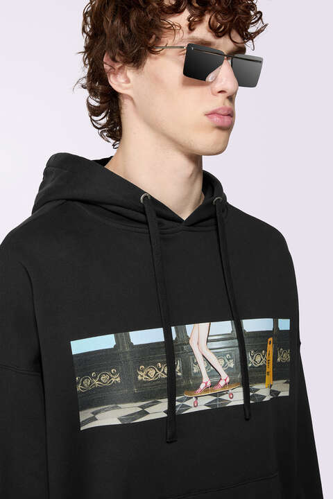 Fiorucci Skateboard Print Hoodie Black