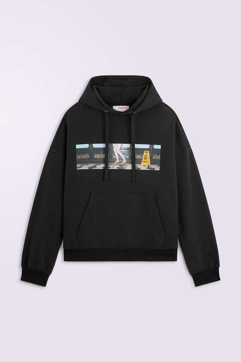 Fiorucci Skateboard Print Hoodie Black