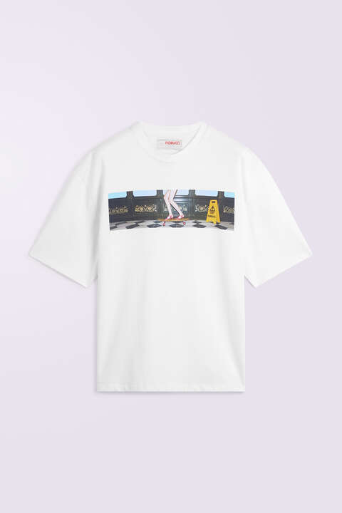 Fiorucci Skateboard Print T-Shirt White