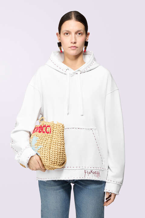 fiorucci Stitch Logo Hoodie White
