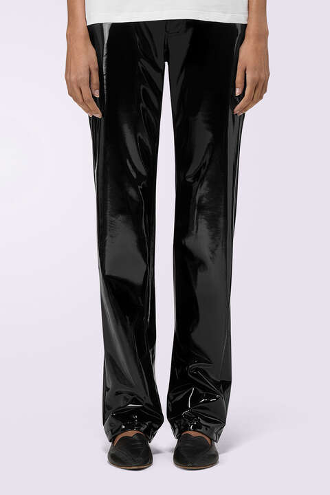 Fiorucci Straight Fit Vinyl Trousers Black