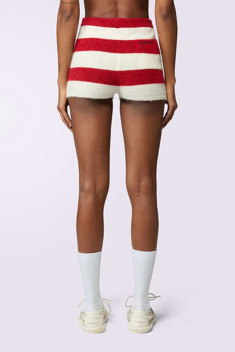 Fiorucci Stripe Knit Shorts Red