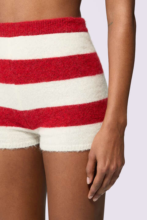 Fiorucci Stripe Knit Shorts Red