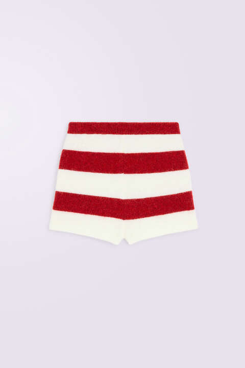 Fiorucci Stripe Knit Shorts Red