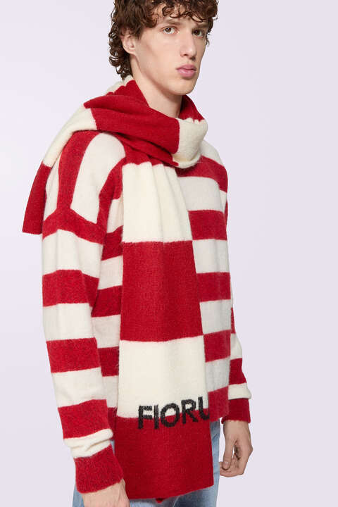 Fiorucci Stripe Logo Scarf Red
