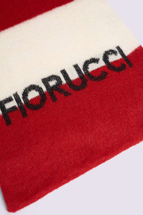 Fiorucci Stripe Logo Scarf Red
