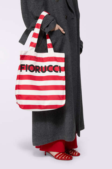 Fiorucci Stripe Logo Tote Bag Red