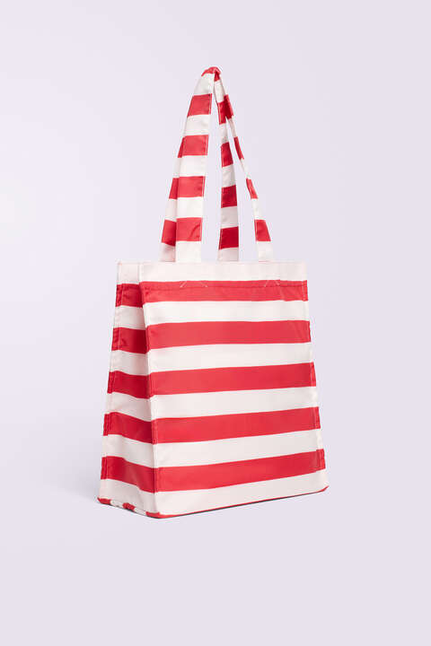 Fiorucci Stripe Logo Tote Bag Red