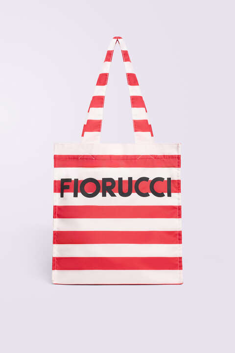 fiorucci Stripe Logo Tote Bag Red