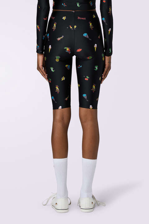 Fiorucci Toys Print Biker Shorts Black