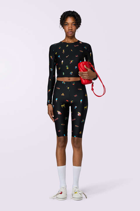 fiorucci Toys Print Biker Shorts Black