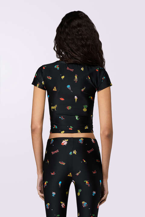 Fiorucci Toys Print Crop Top Black
