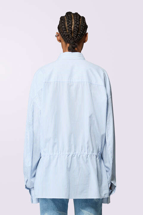 Fiorucci Unisex Label Patch Stripe Shirt Blue