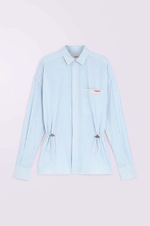 fiorucci Unisex Label Patch Stripe Shirt Blue