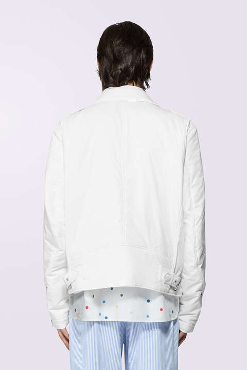 Fiorucci Unisex Padded Biker Jacket White