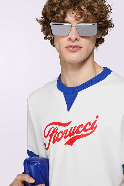 Fiorucci Varsity Logo Regular T-Shirt Cream