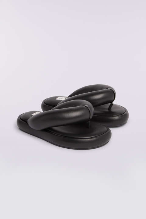 Fiorucci Vegan Leather Fluff Flops Black