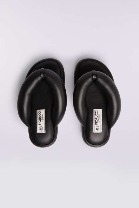 Fiorucci Vegan Leather Fluff Flops Black