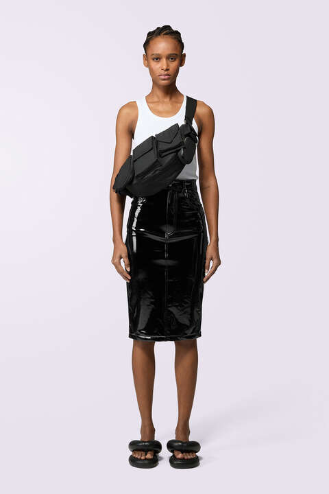 fiorucci Vinyl Midi Skirt Black