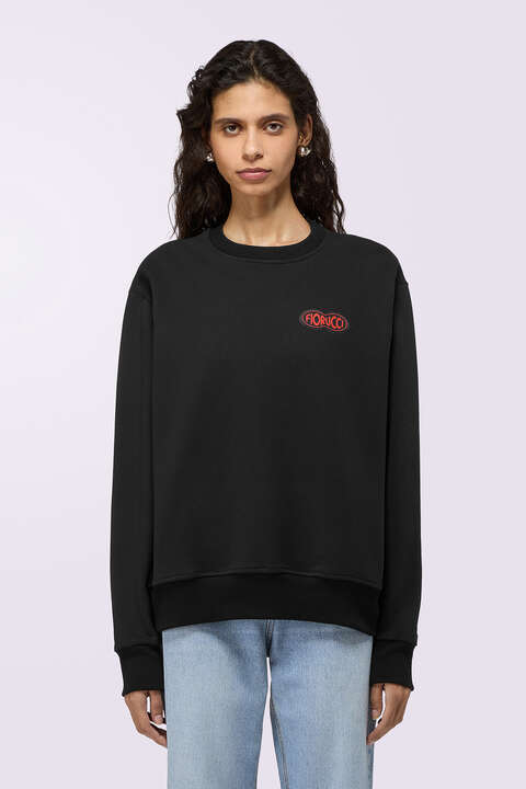 fiorucci Fish Eye Logo Patch Regular Sweatshirt Black
