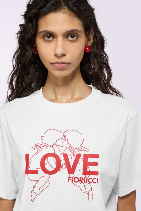 Fiorucci Kissing Angels Love Print Regular T-Shirt White