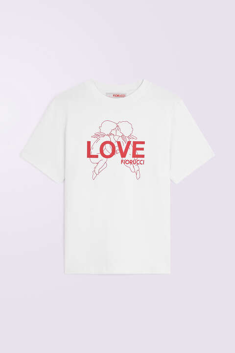 Fiorucci Kissing Angels Love Print Regular T-Shirt White