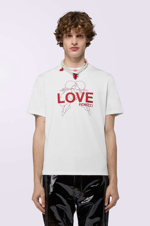 fiorucci Kissing Angels Love Print Regular T-Shirt White