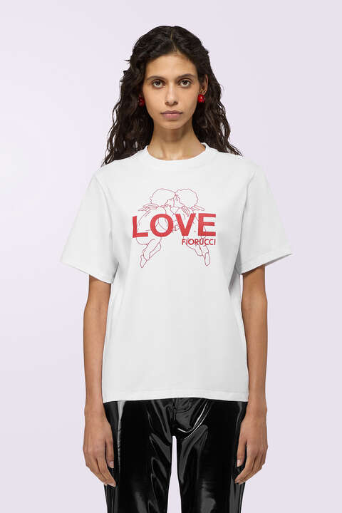 fiorucci Kissing Angels Love Print Regular T-Shirt White