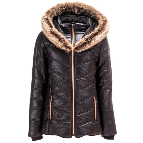 firetrap Firetrap Junior Girls Luxe Bubble Jacket with Fur-Trimmed Hood