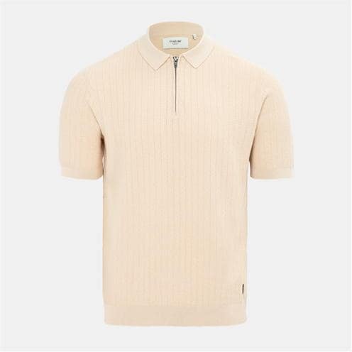 firetrap Firetrap quarter Zip Short Sleeve Ribbed Knit Polo