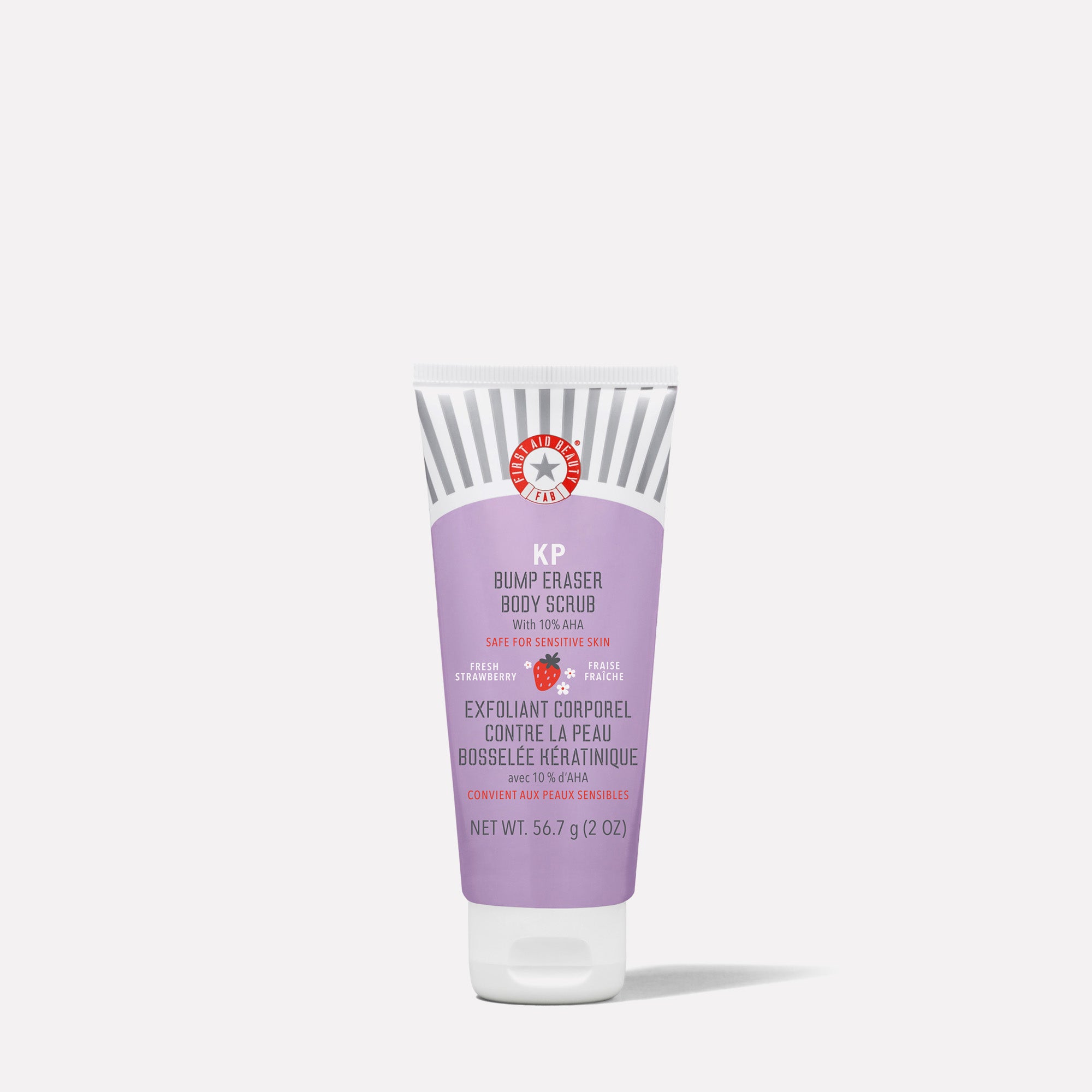 first aid beauty KP Bump Eraser Body Scrub 10% AHA Fresh Strawberry Travel Size Exfoliator