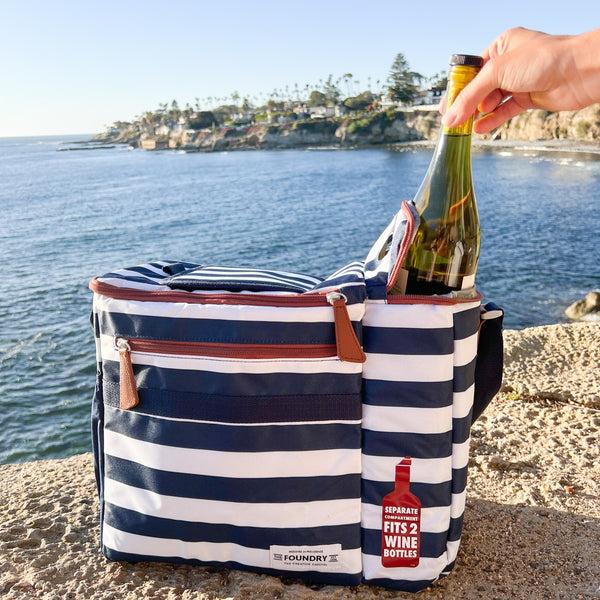 Fit & Fresh Dual Compartment Cooler Navy Newport Stripe