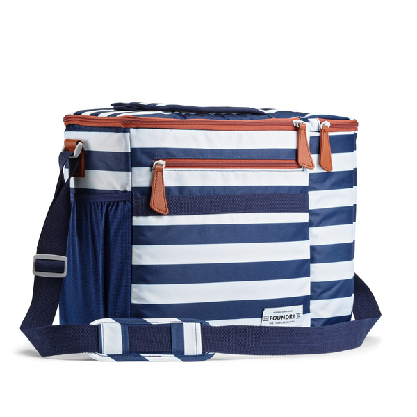 fit & fresh Dual Compartment Cooler Navy Newport Stripe