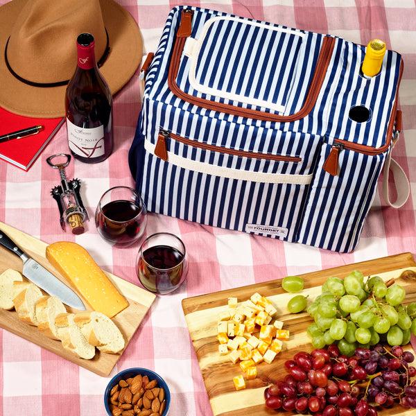 Fit & Fresh Dual Compartment Cooler Navy Vineyard Stripe