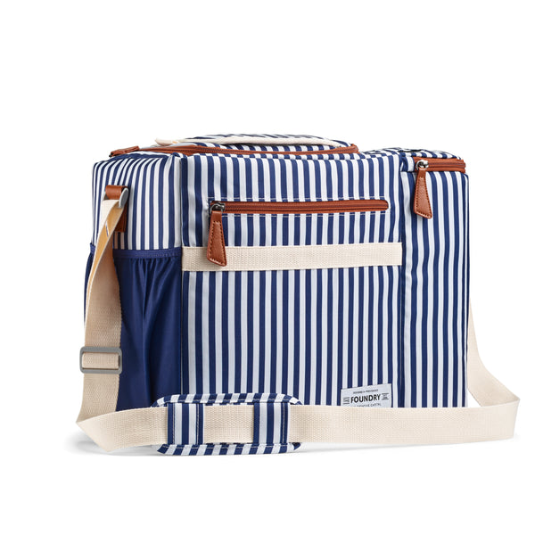 fit & fresh Dual Compartment Cooler Navy Vineyard Stripe